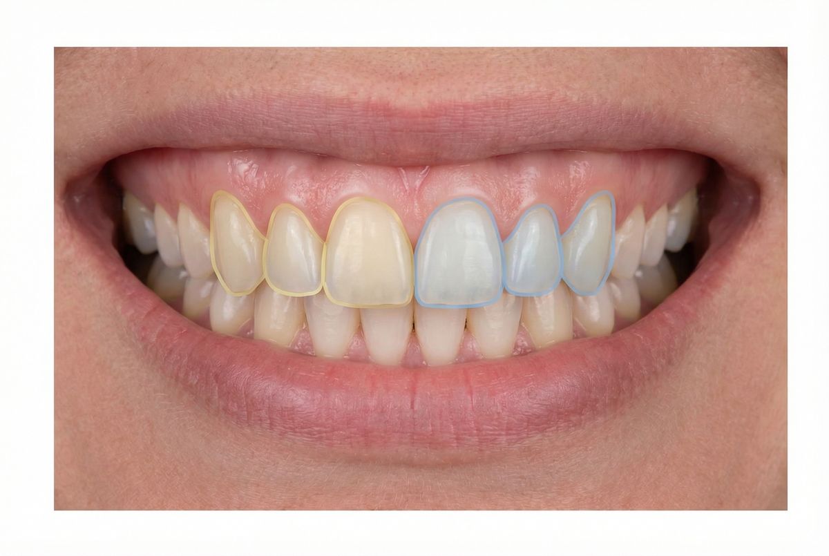 Smile with highlighted teeth showing veneer count options