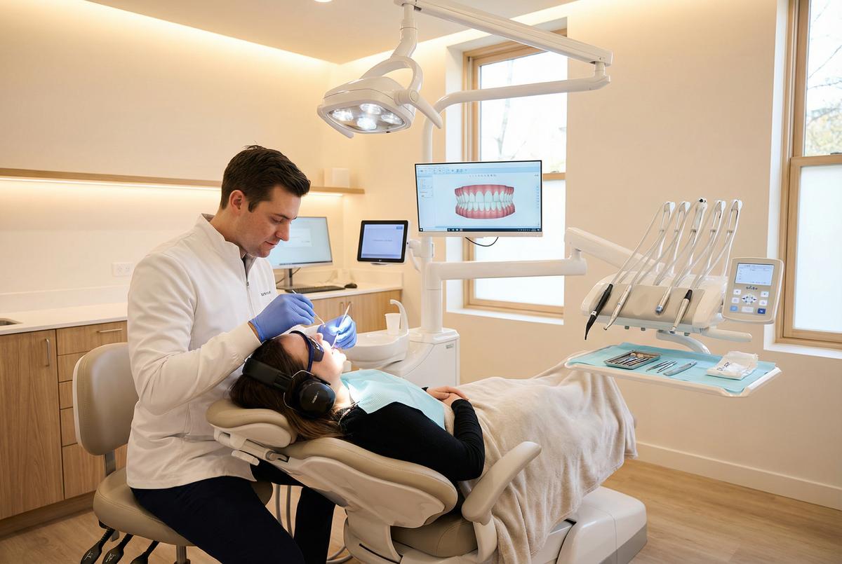 Comfortable dental procedure in modern office