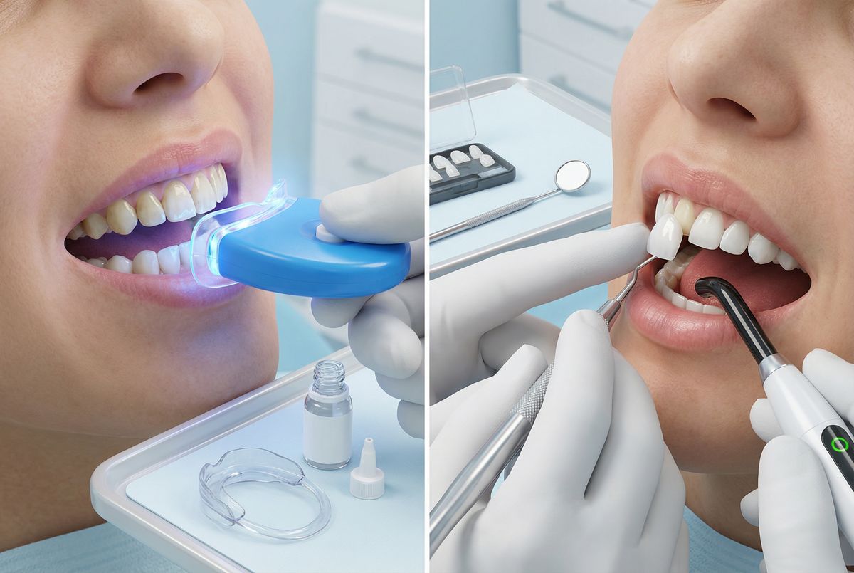 Bright white smile after cosmetic treatment