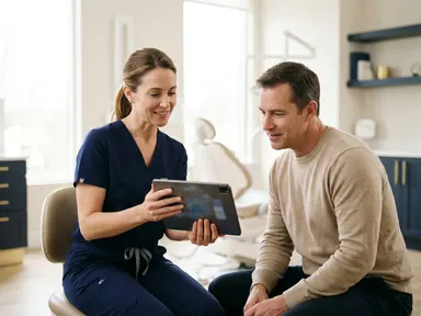 Patient discussing a smile plan with a dentist