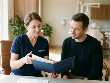 Patient reviewing treatment options with a dental professional