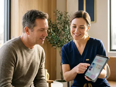Patient and dental professional confirming a treatment plan