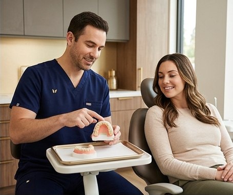 Cosmetic dentist preparing a patient for veneer treatment