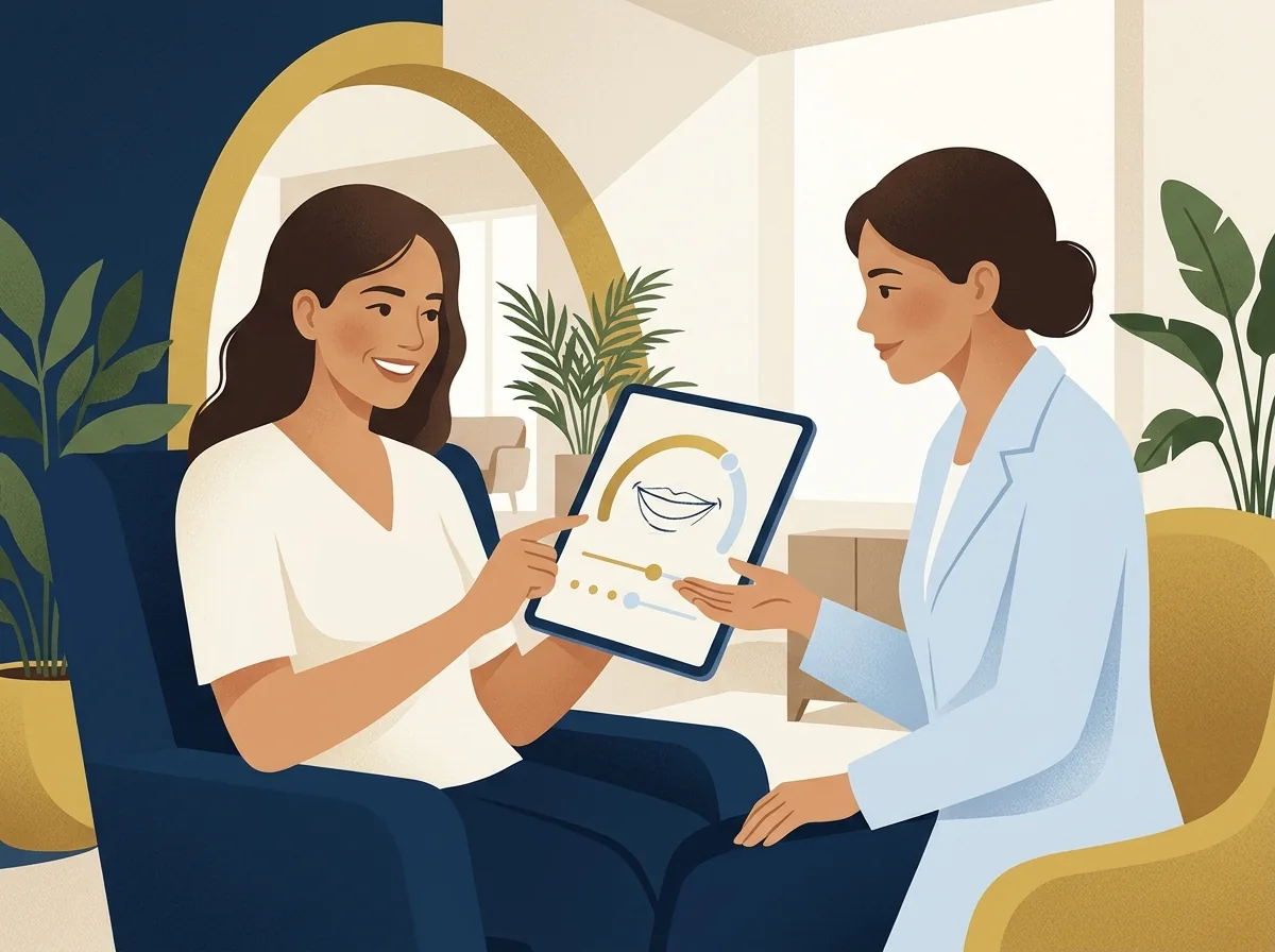 Illustration of a patient planning a personalized smile estimate